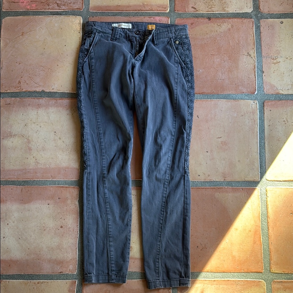 Gray Embroidered Jeans